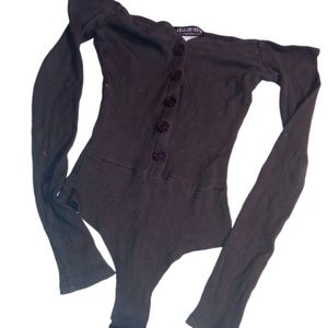 Fashjon Nova one piece body shirt long sleeve S